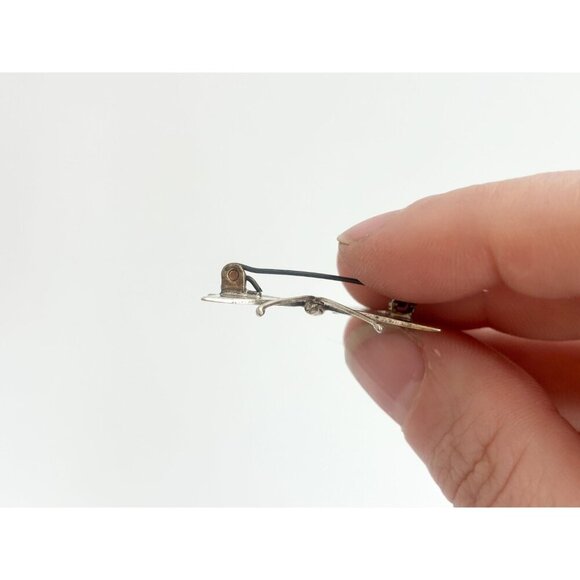 Butterfly Shaped Mexican Made Abalone Shell Inlay Vintage Sterling Silver Brooch - Picture 10 of 10